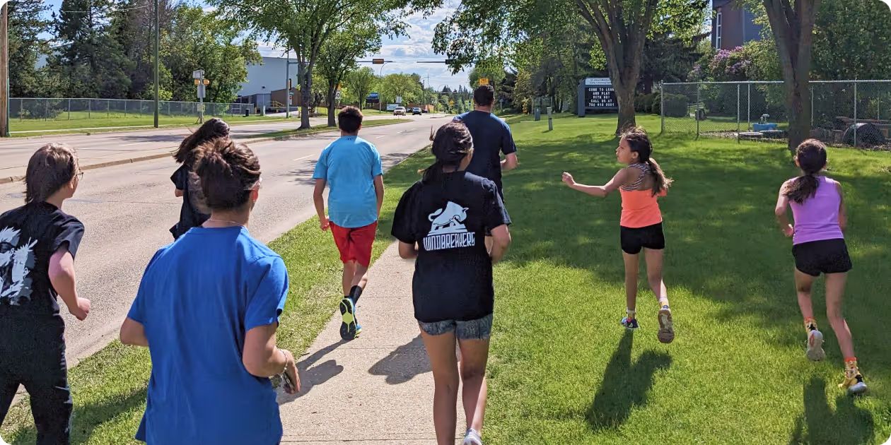 Youth running on the road
